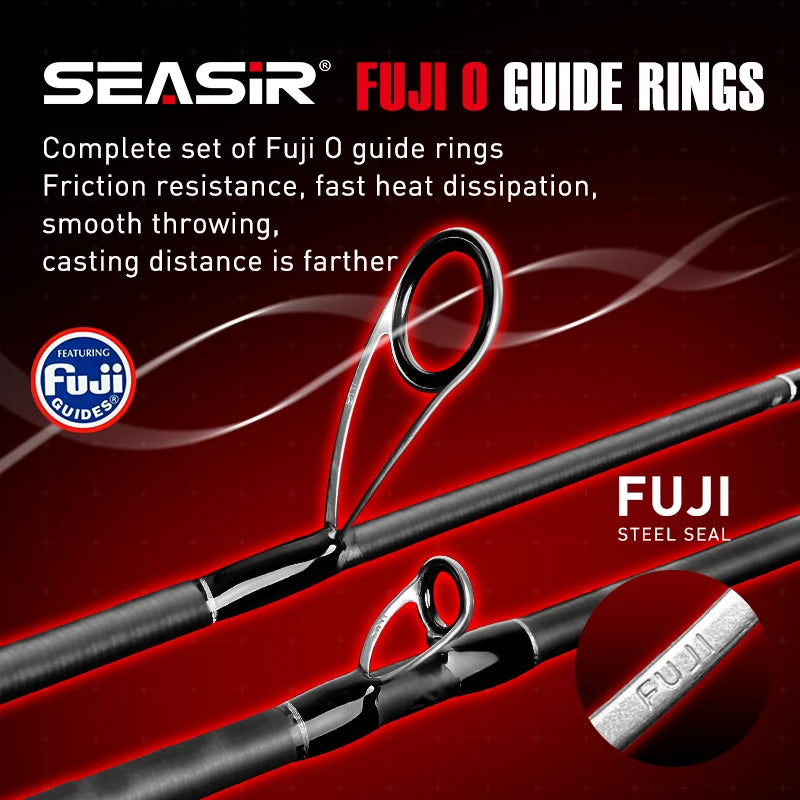 Seasir Repeater Spining&Casting Fihsing Rod Fuji-O Guide Rings Carbon High Sensitivity 2A Grade Cork Handle 6Kg Super Drag