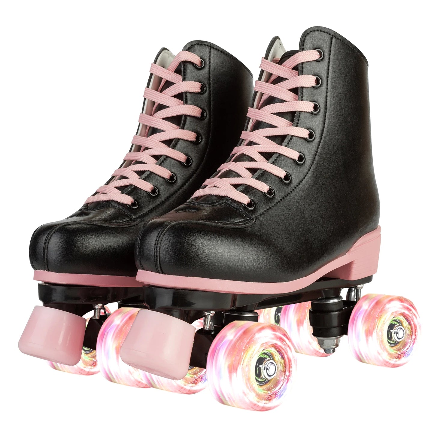 Quad Roller Skates Size 32-40 Adult Women Flashing 4 Wheels Skate Shoes Kids Girls Beginner Outdoor Skating Training Sneakers