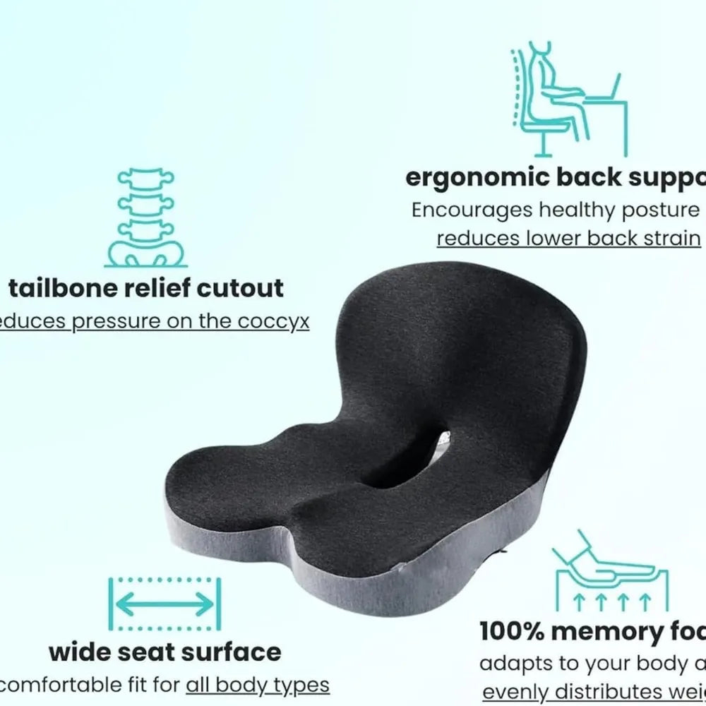 Memory Foam Car Seat Cushion, L-Shaped Integrated Support for Sciatica Relief and Ergonomic Comfort by 2025