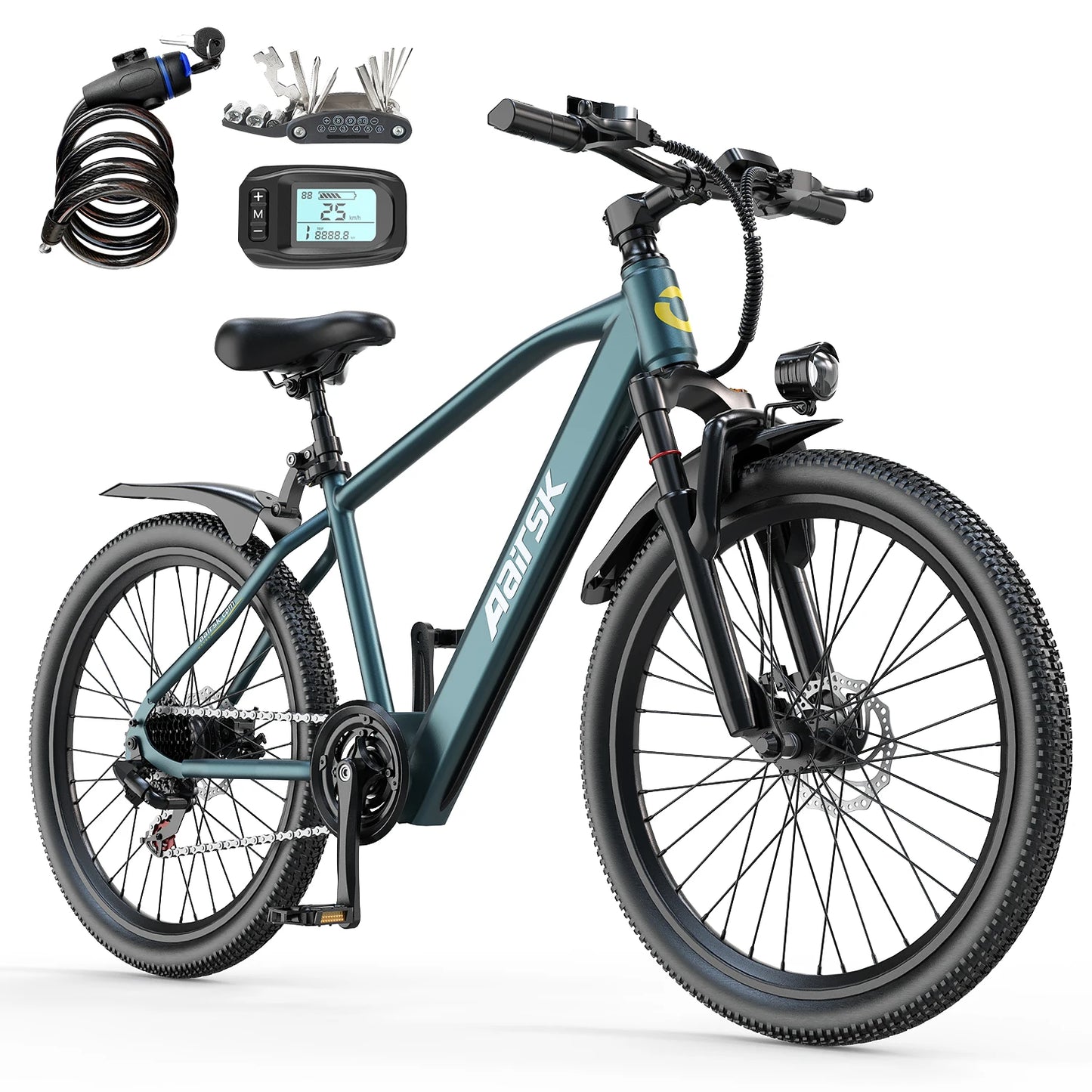 Aairsk GT300 Adult E-bike 26 Inch Fat Tire E-Mountain bike Off-road Electric bicycle 400W Motor 36V 10.4Ah Battery Electric Bike
