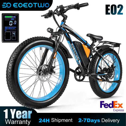 EOEOTWO Electric Bike,1500W Peak Ebikes for Adults, 26'' Fat Tire Best Ebike for Men, 70 Miles with 960Wh Battery, 25-30MPH Max Speed Bicycles, 330LB Capacity
