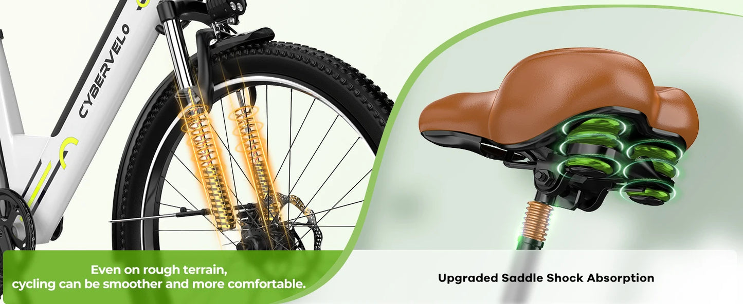 1000W Peak 26" Step-Thru Electric Bike, 48V Detachable Battery, 7-Speed Adult Urban Commuter Ebike EK2