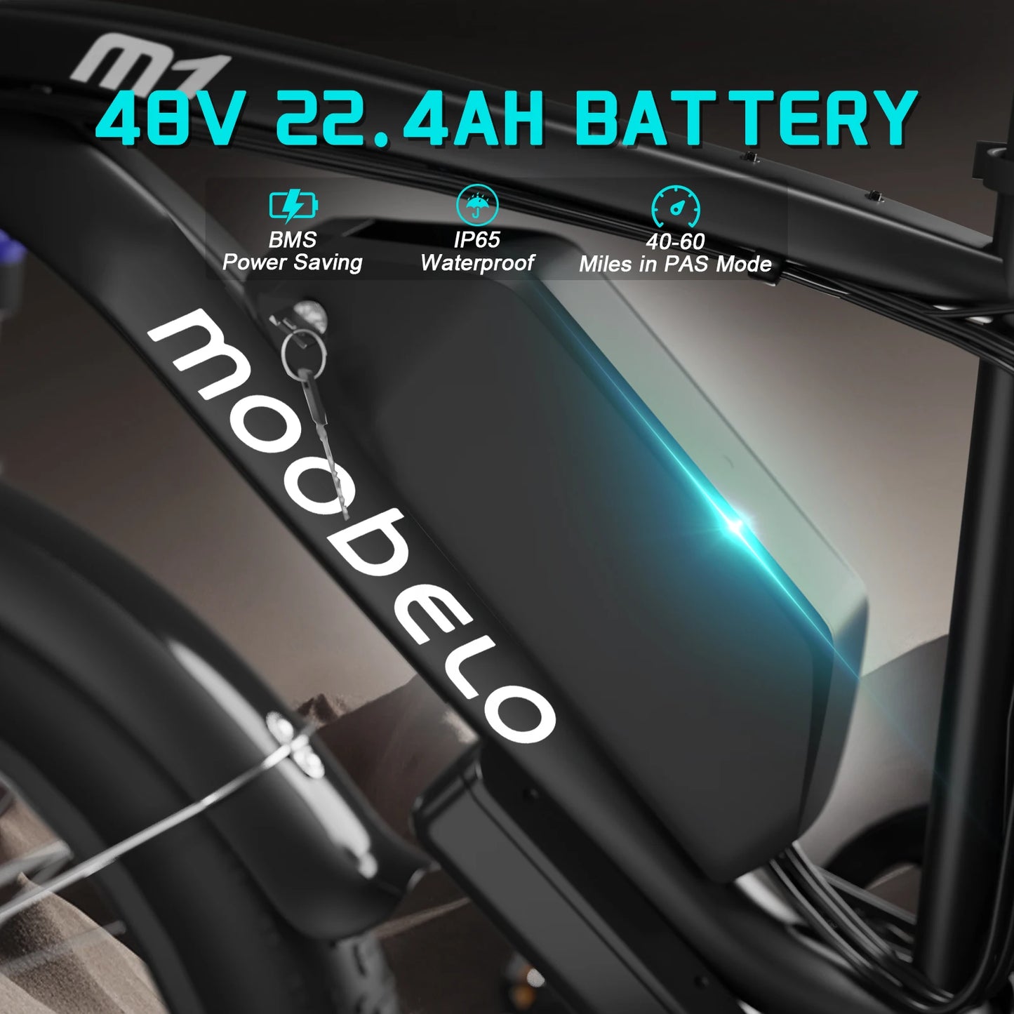 Moobelo M1 2000W Dual-Motor E-Bike 48V 22.4ah Fat Tires Full Suspension CE Certified US Warehouse Snow Beach Urban Riding Ebike