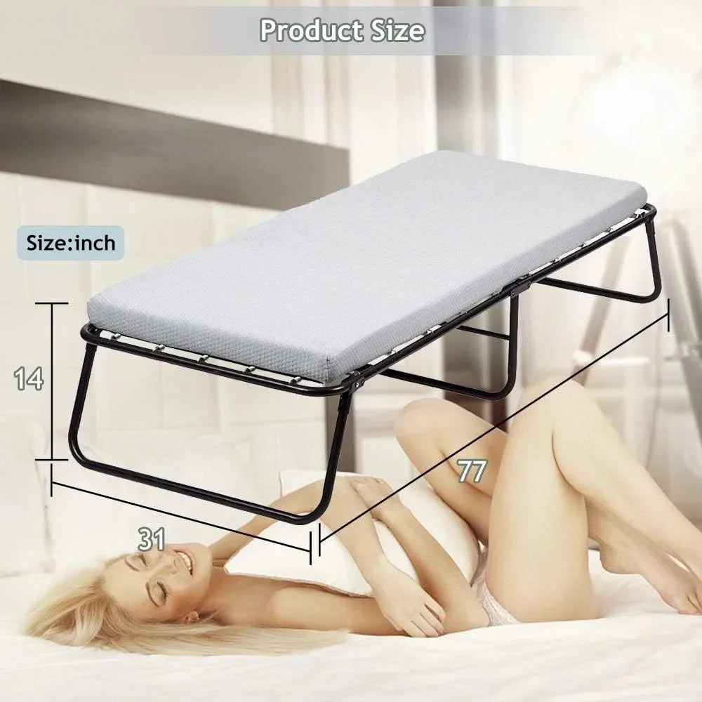HUANZHUANG Folding Bed With Comfort Foam Mattress Rollaway
