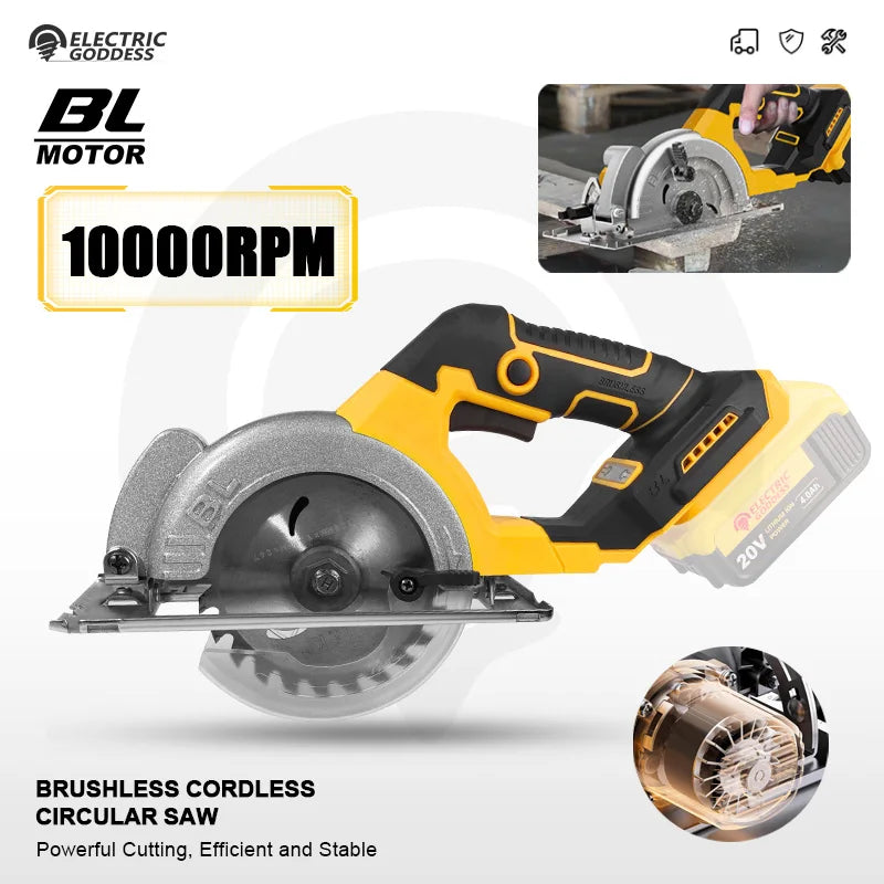 EGOD 5 Inch Brushless Electric Circular Saw Lithium Battery Powered Handheld Miter Saw Power Tools For Dewalt 20V Battery Pin