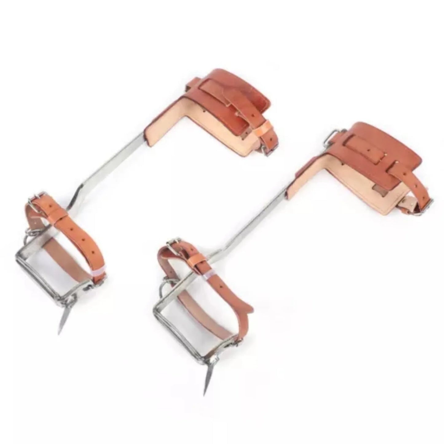 1 Pair Stainless Steel Tree Climbing Spikes, Cow Leather Tree Climbing Spikes Set for Outdoor Jungle Survival Fruit Picking