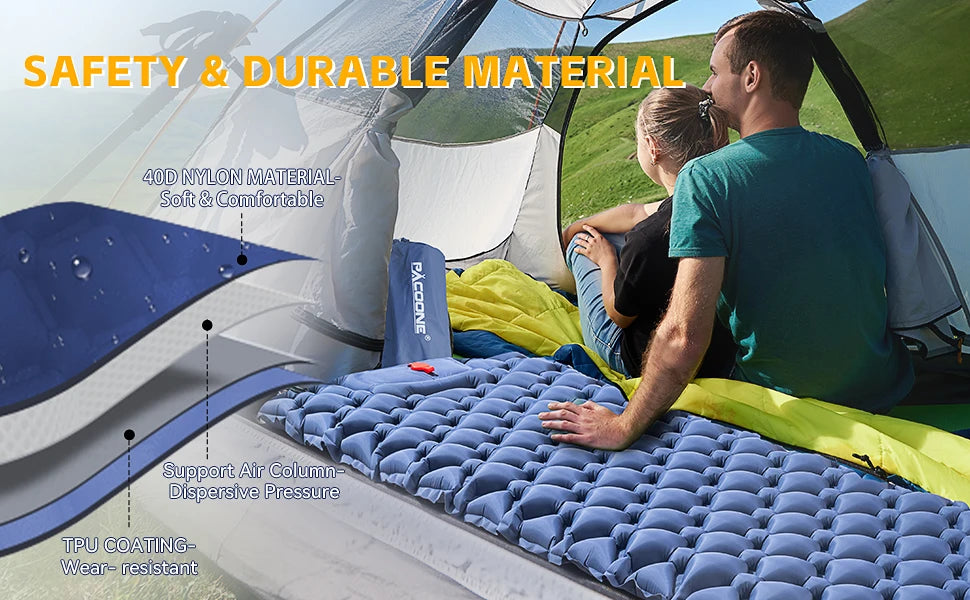 PACOONE Camping Press-type Inflatable Mattress Moisture Waterproof Outdoor Sleeping Pad Bed Beach Air Mat Tent Travel Cushion