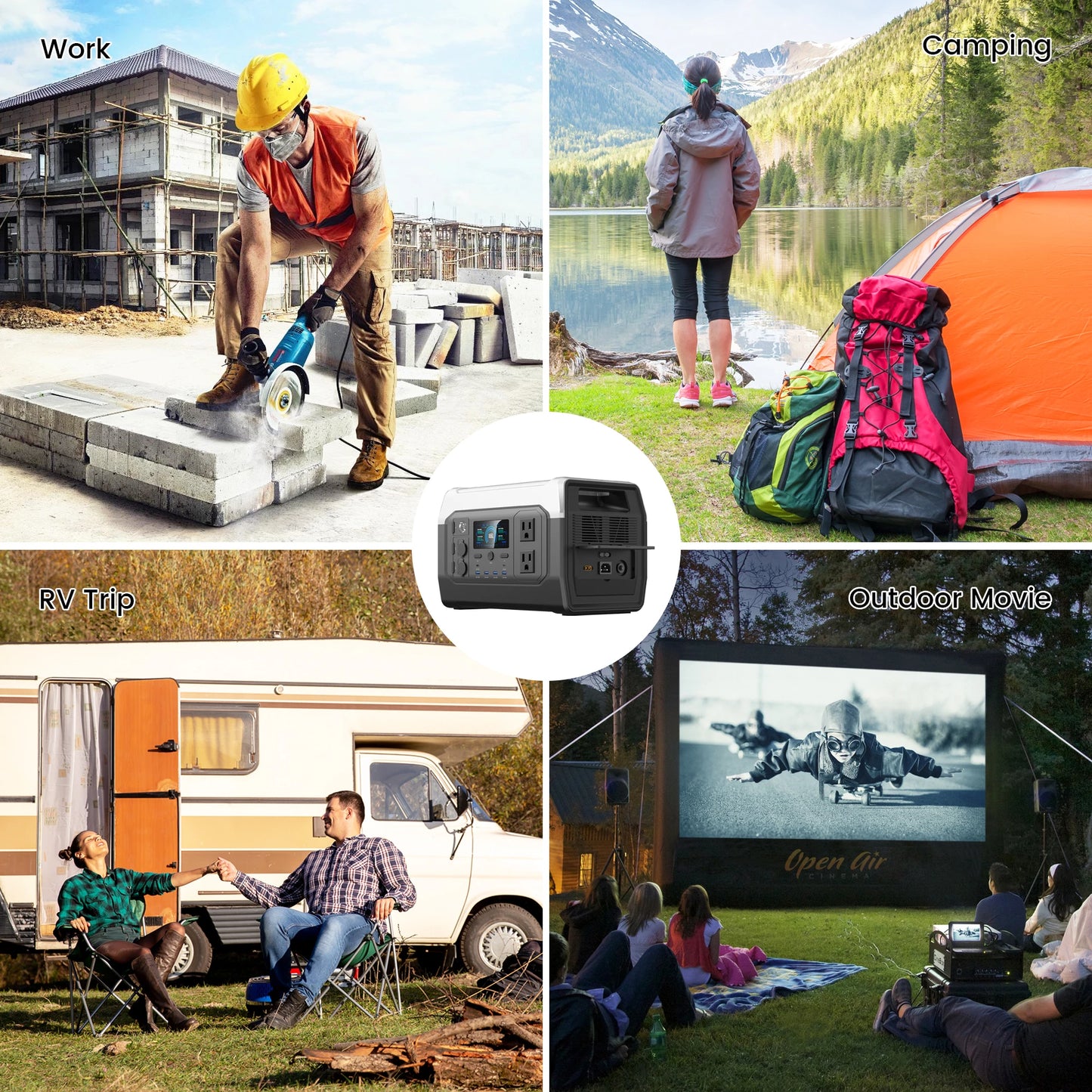 Ctolity XP1000 1024Wh 1600w Portable Power Station for Camping, UPS Function, Lifepo4 Battery, One Hour Fast Full Charing