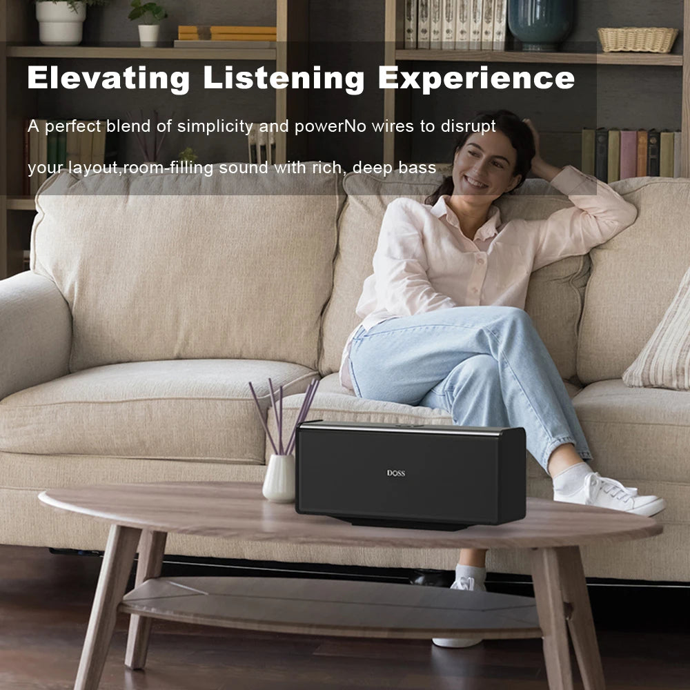 DOSS Home Bluetooth Speaker 80W Powerful Sound Bass Subwoofer Sound Box TWS Stereo Pairing 18 Hours Playtime Wireless Speakers