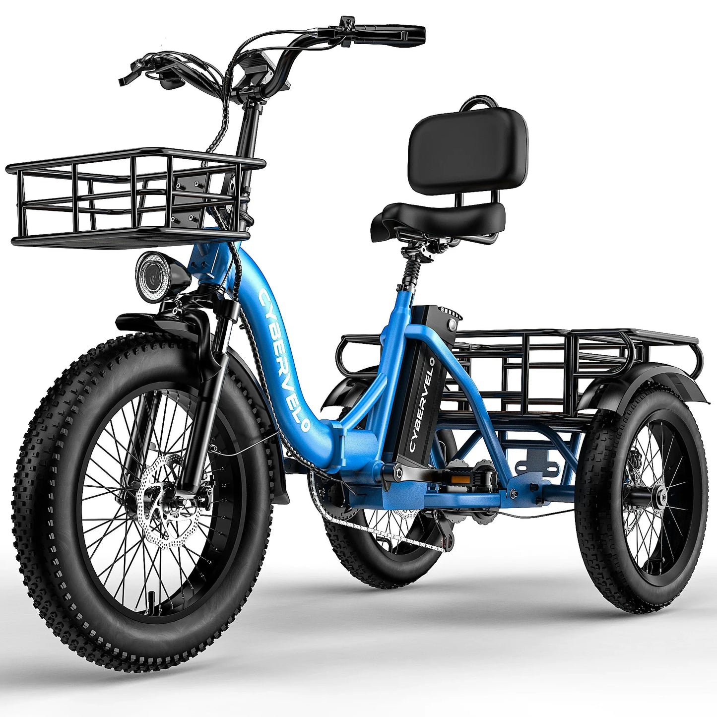1000W Peak Three-Wheels Step-Thru Folding Ebike, 48V 20.8AH Removable Battery, 7-Speed Urban City Commuter Electric Tricycle for Adults Cybervelo C16