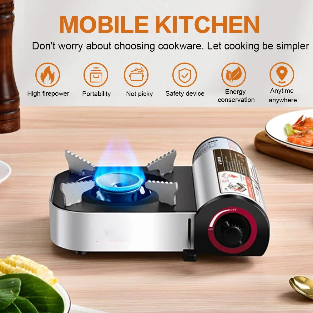 Single-Burner Butane Stove Adjustable Cassette Stove Windproof Cassette Furnace for Indoor & Outdoor Cooking