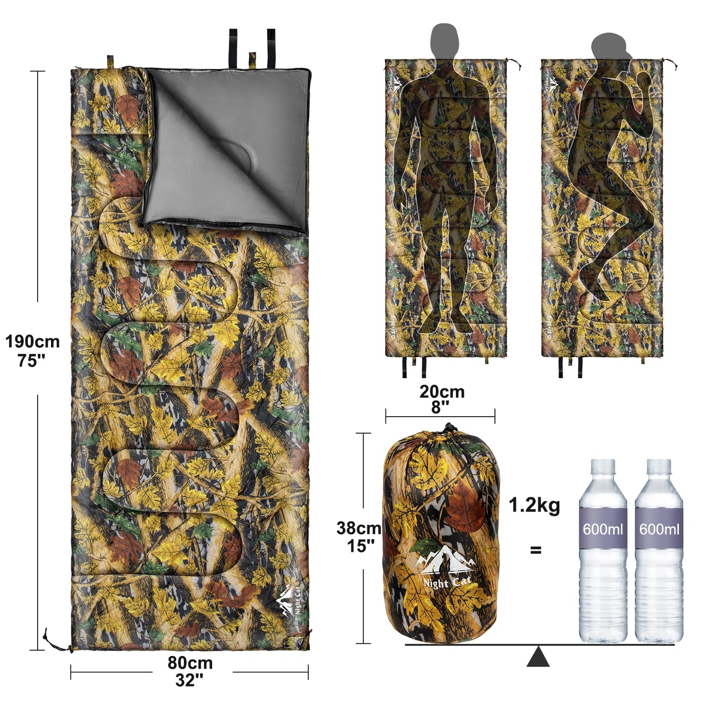 Night Cat Camping Sleeping Bag Lightweight For Travel