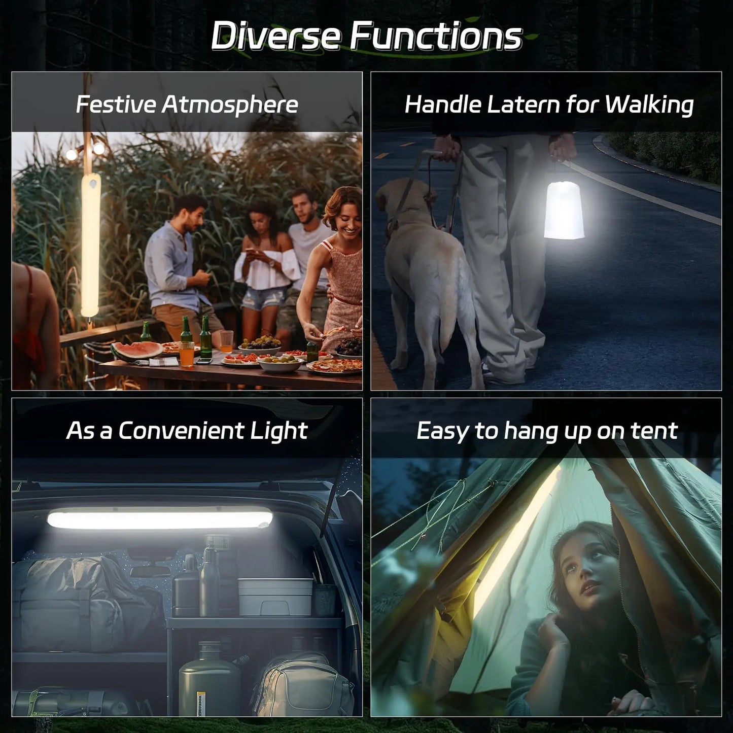 SELORSS Rechargeable Camping Light Waterproof 2000mAh Lamp