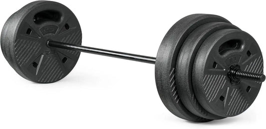 47" Threaded Barbell Set with 100 LB Cement Grip Plates, Star Collars for Home Gym Strength Training