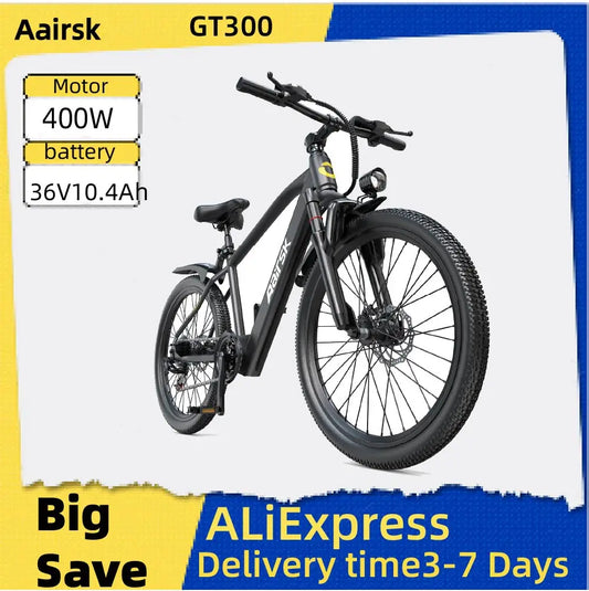 Aairsk GT300 Adult E-bike 26 Inch Fat Tire E-Mountain bike Off-road Electric bicycle 400W Motor 36V 10.4Ah Battery Electric Bike