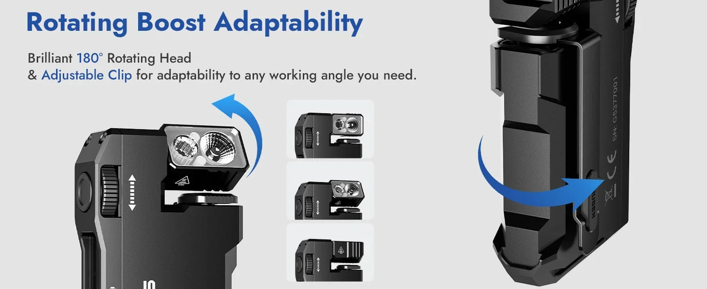 WUBEN G5 EDC 400 Lumen & RGB Dual-Light Flashlight USB-C Rechargeable Keychain hands Free for Camping, Car Repair, Home Use