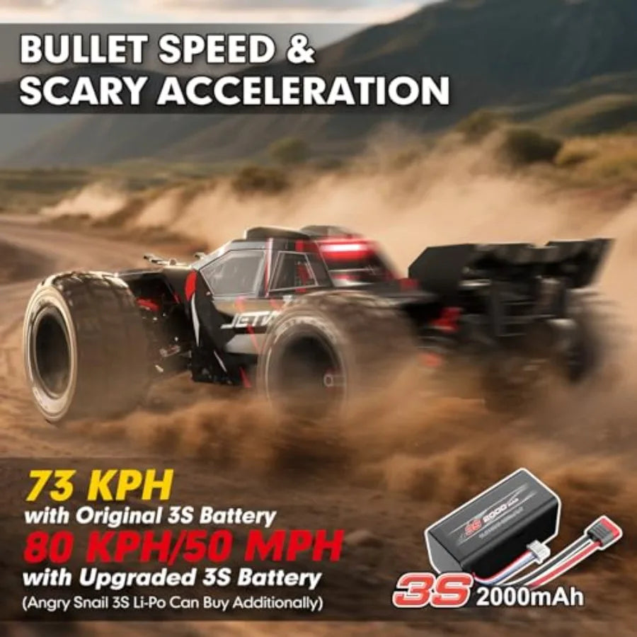Offroad RC car for adults, brushless motor, black, 50mph speed and waterproof 3S battery
