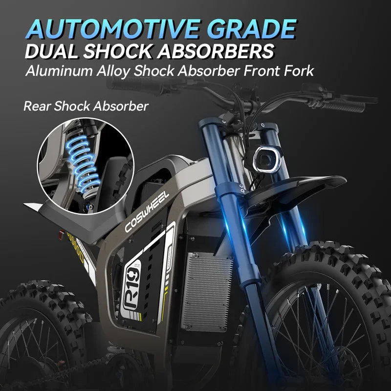 Coswheel Electric Bike 6000W Motorcycles R19 72V 40AH Battery Dirt Mountain Bike Lightweight Off-Road EBike For Adult