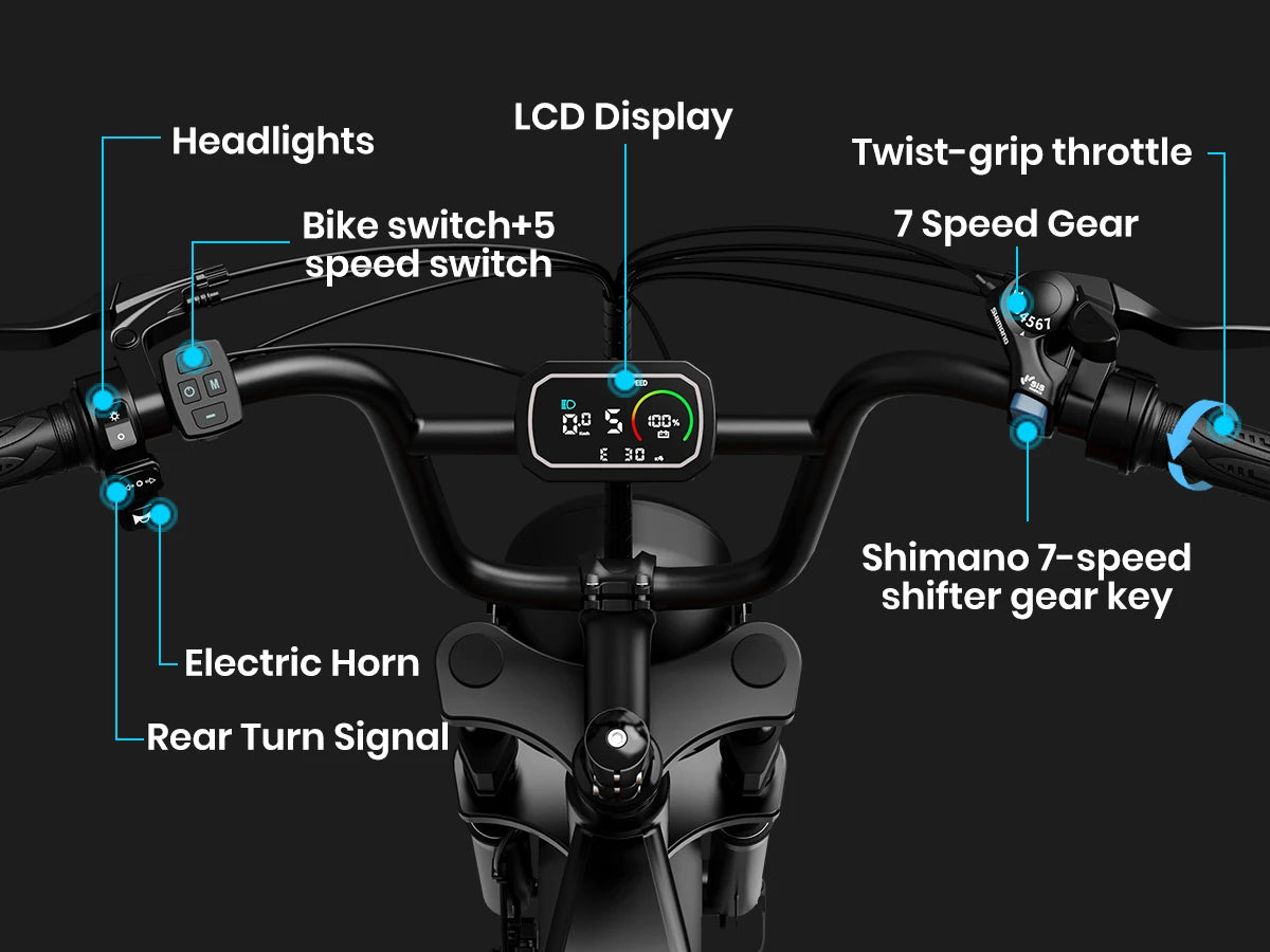 AMYET V9-G60 Adults Electric Bike 1000W Motor Bicycle 48V 20AH 20“ Tire Ebike Electric E Bikes Mountain Moped Ebikes For Men