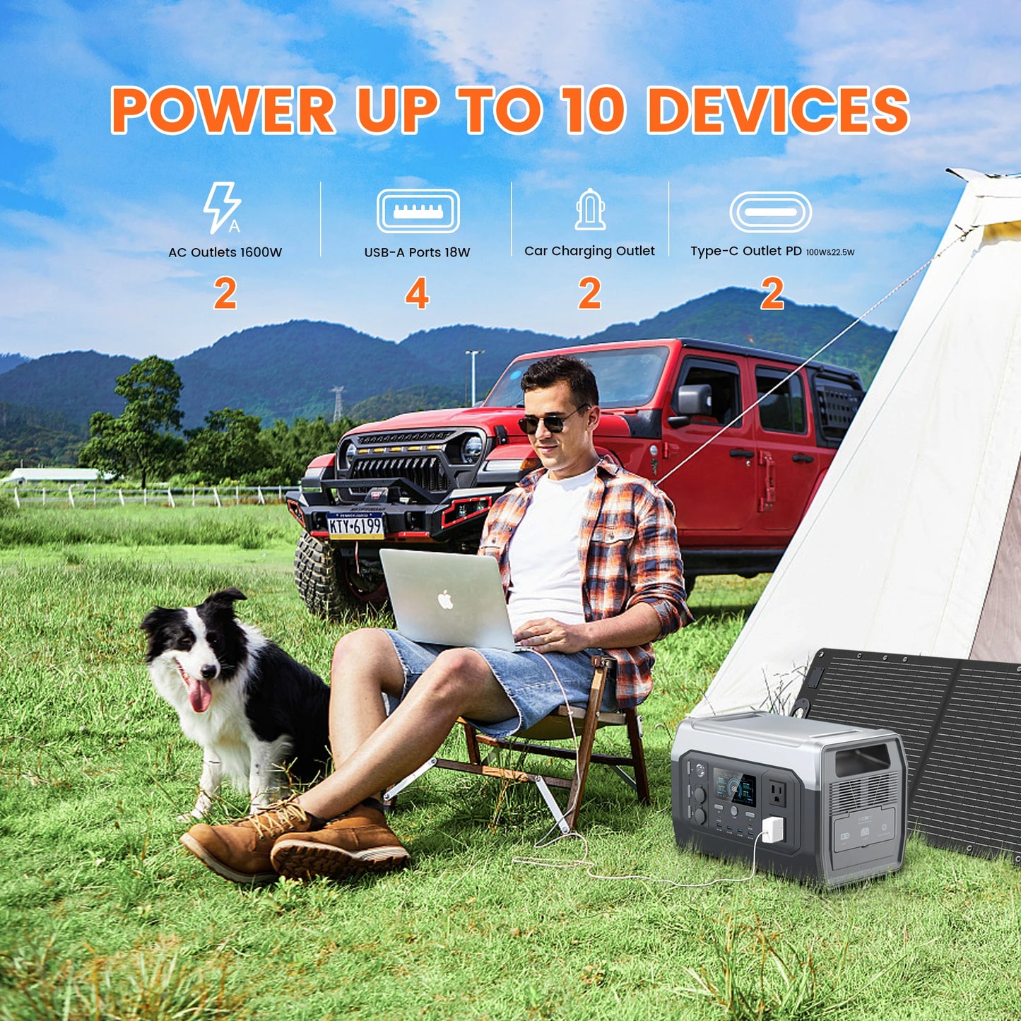Ctolity XP1000 1024Wh 1600w Portable Power Station for Camping, UPS Function, Lifepo4 Battery, One Hour Fast Full Charing