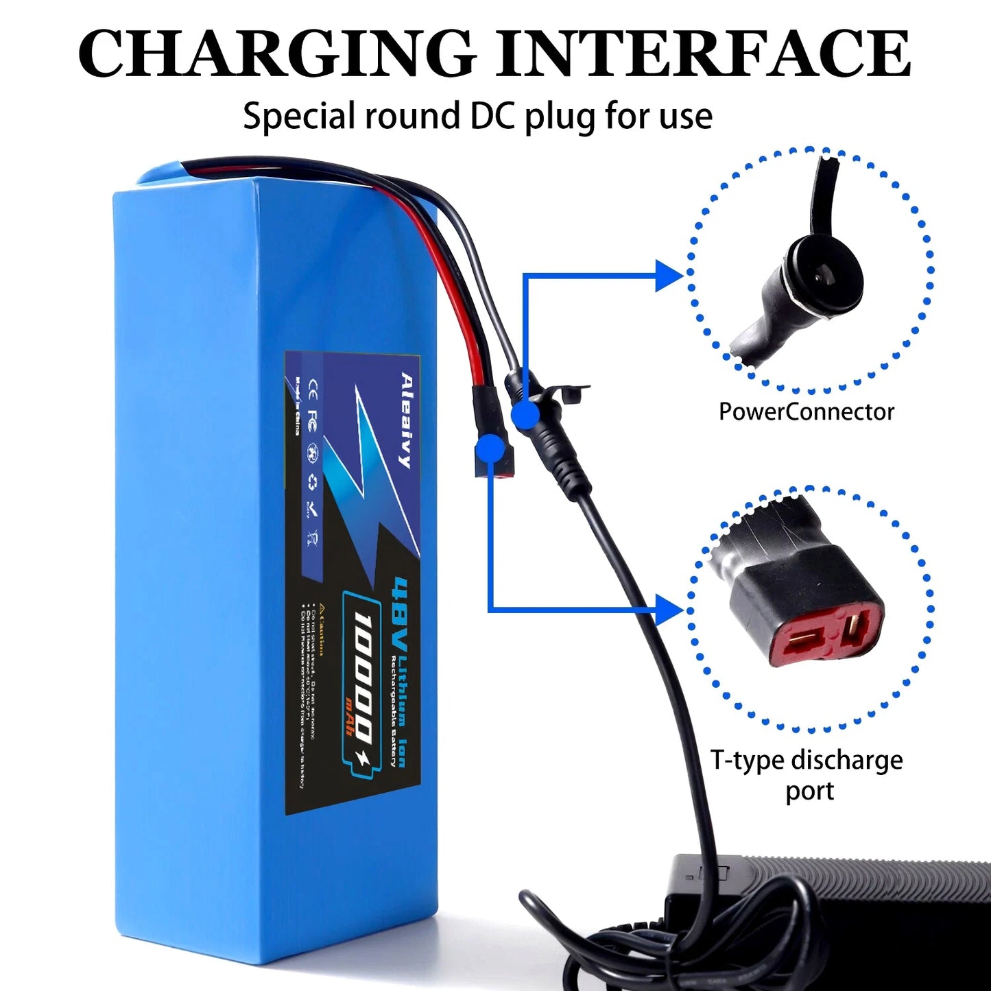 Aleaviy 36V 20Ah Electric Bike Lithium Battery Pack 20000mAh Li ion Ebike Battery for Bicycle Scooter Motorcycle with Charger