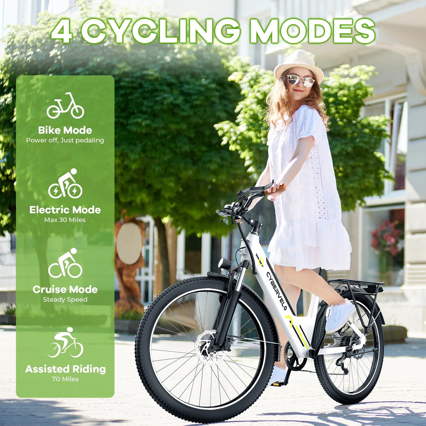 1000W Peak 26" Step-Thru Electric Bike, 48V Detachable Battery, 7-Speed Adult Urban Commuter Ebike EK2