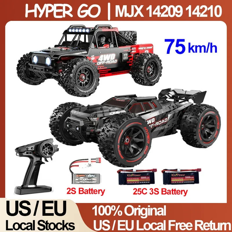 MJX 14209 14210 V3.0 1/14 RC Car 75km/h Brushless Hyper Go 2.4G Remote Control 4WD Off-road Racing RC Truck Electric Hobby Toy