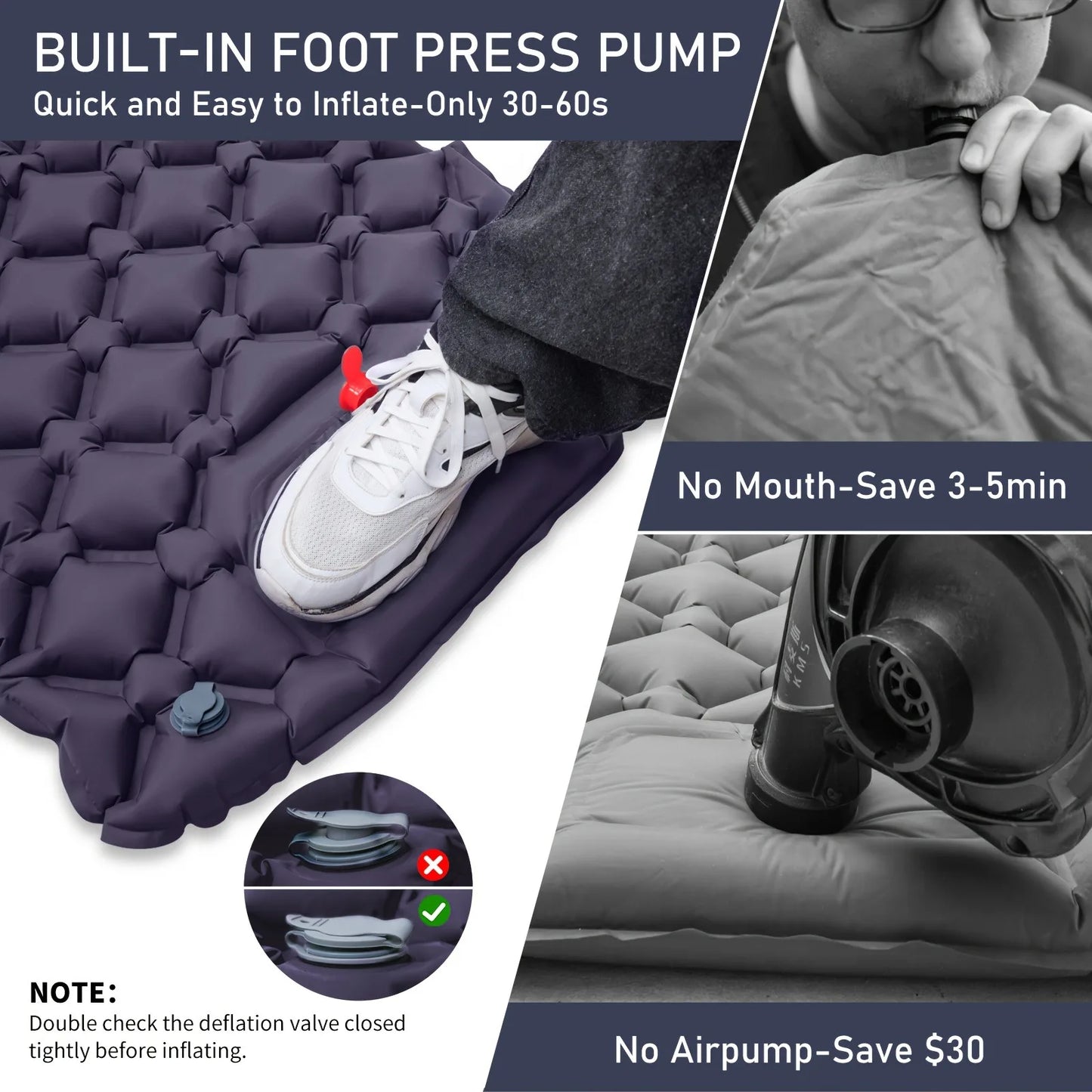 PACOONE Camping Press-type Inflatable Mattress Moisture Waterproof Outdoor Sleeping Pad Bed Beach Air Mat Tent Travel Cushion
