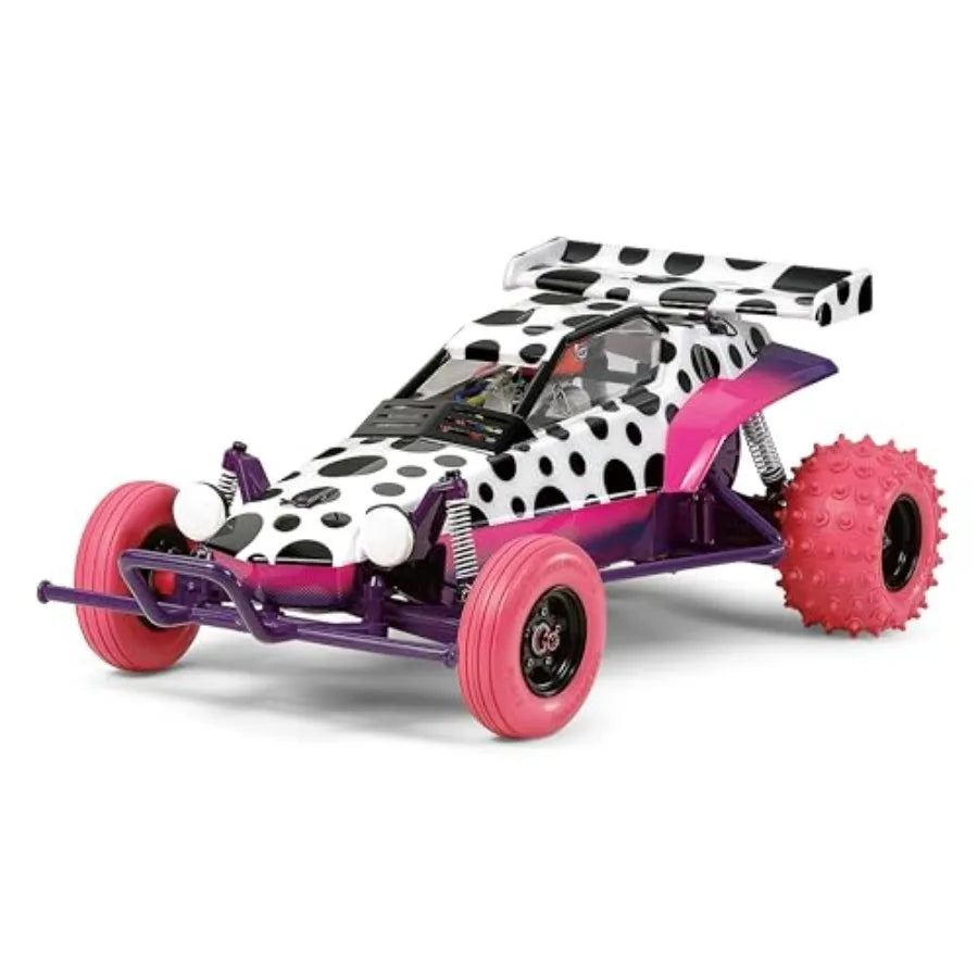 RC car for outdoor racing, ABS plastic body, yellow with black stripes, high-speed brushless motor and 2.4GHz radio control