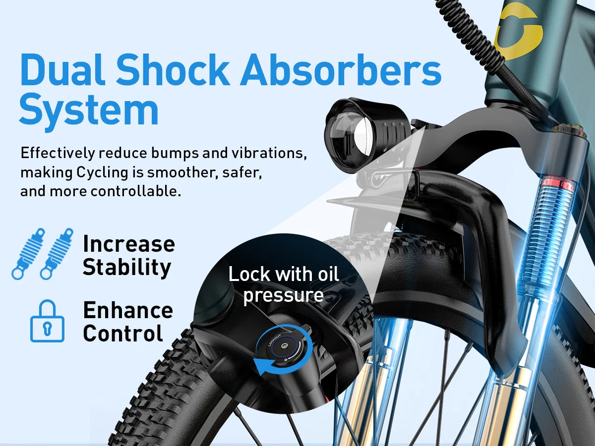 Aairsk GT300 Adult E-bike 26 Inch Fat Tire E-Mountain bike Off-road Electric bicycle 400W Motor 36V 10.4Ah Battery Electric Bike