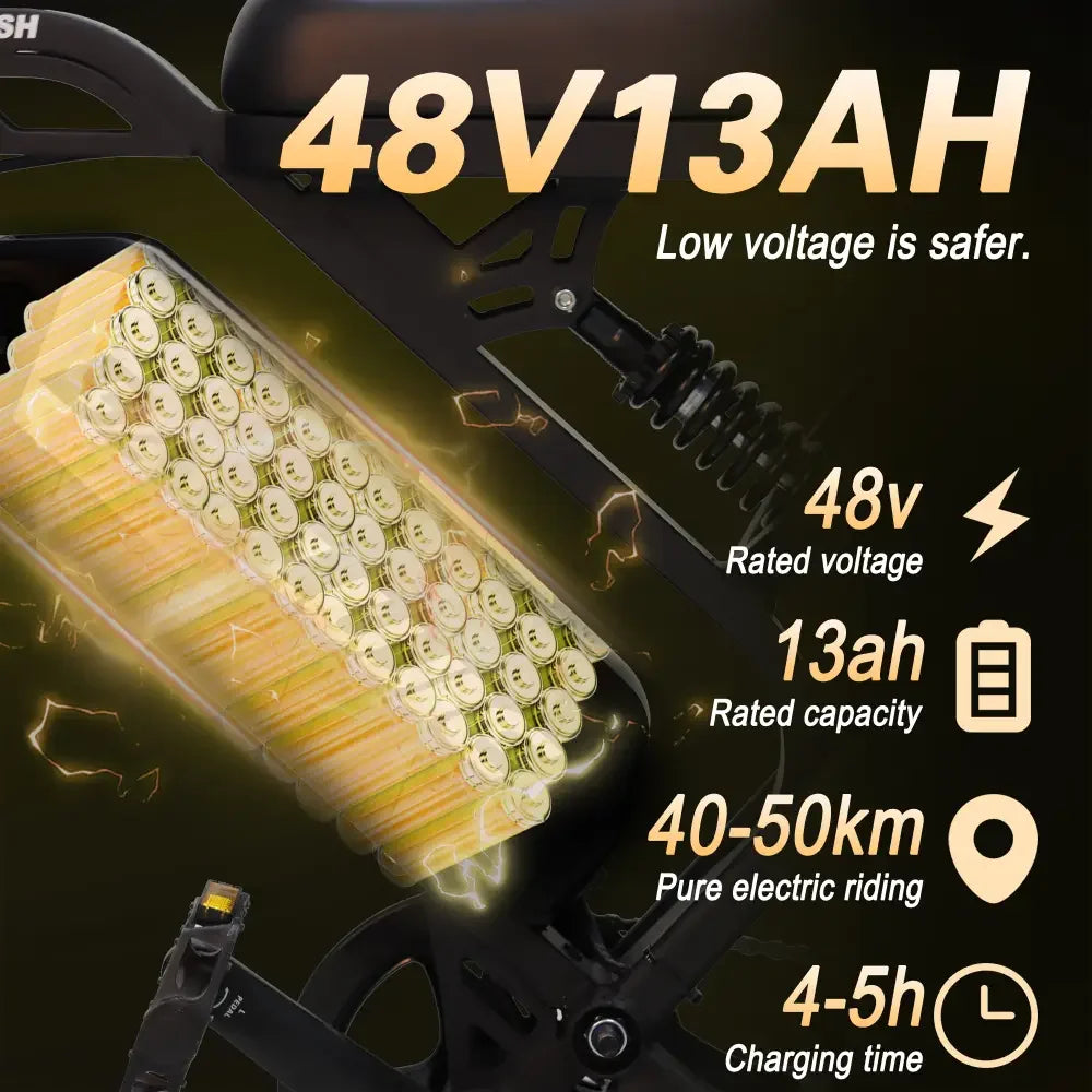 BAOLUJIE F2 EBike Motor Electric Bicycle 48V 13AH Removable Battery Outdoor E-bike for Adults Max Speed 25MPH【1 Year Warranty】