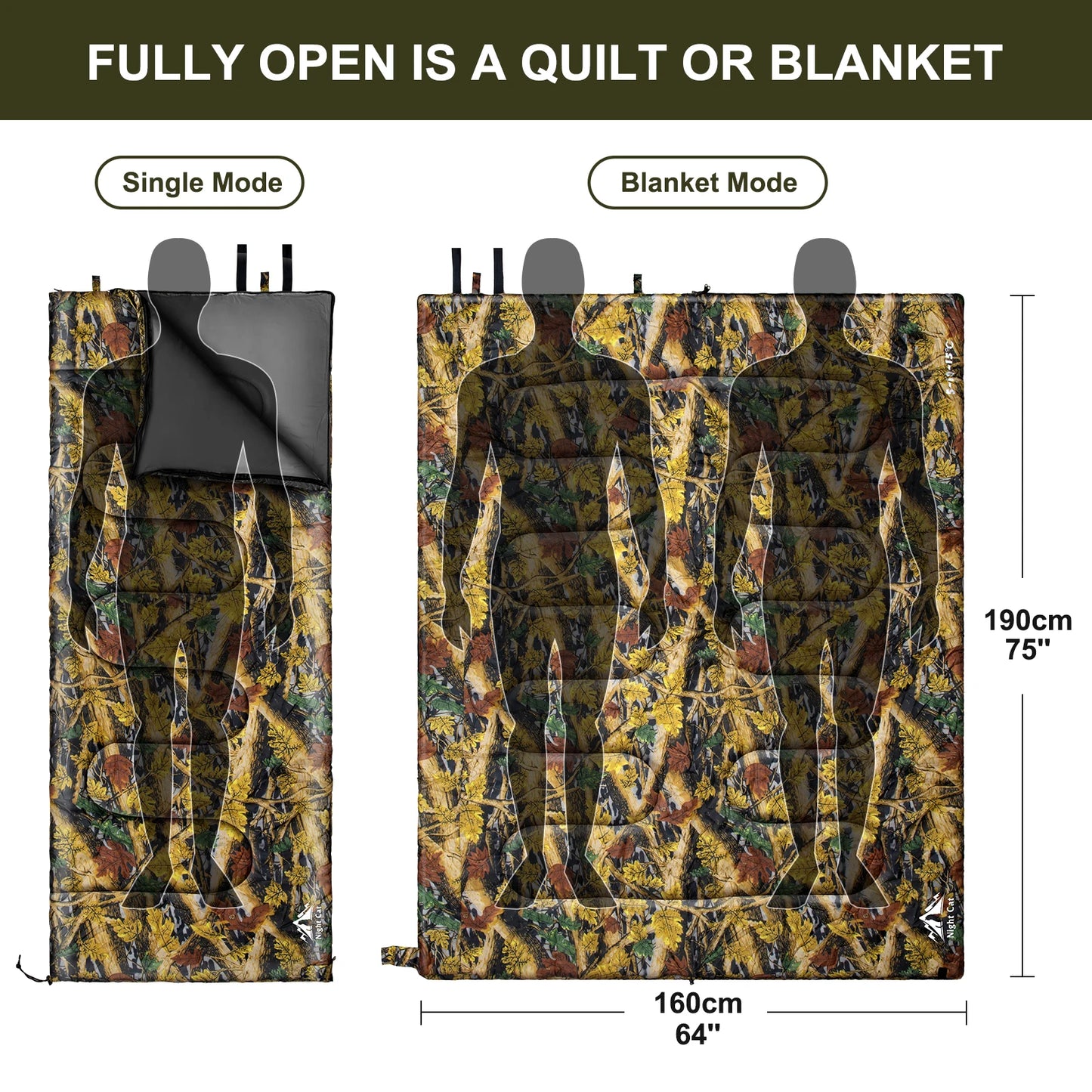 Night Cat Camping Sleeping Bag Lightweight For Travel