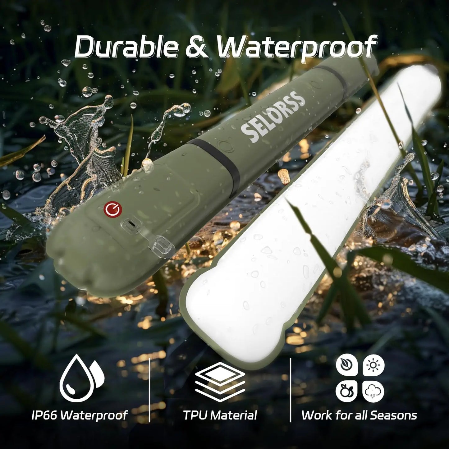 SELORSS Rechargeable Camping Light Waterproof 2000mAh Lamp