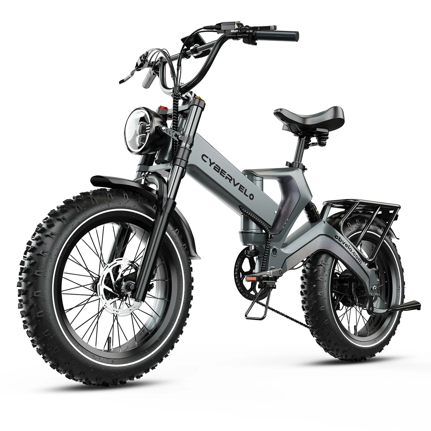 Cybervelo 20” Fat Tire 2000W Peak Motor Luxury Foldable ebike,48V Removable Battery E Bicycle, 35+ MPH 100+Miles Long Range EK6