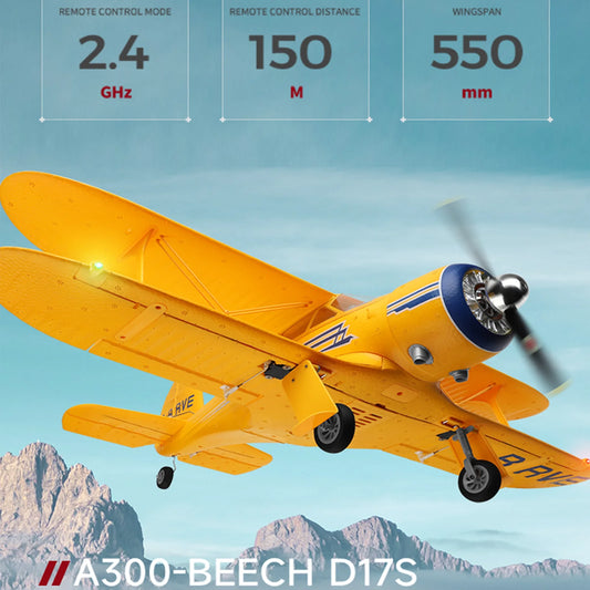 WLtoys A300 4-CH RC Plane, Beechcraft D-17 RC Airplanes with Lights, 6G/3D Brushless RC Planes for adults, Outdoors and Gifts