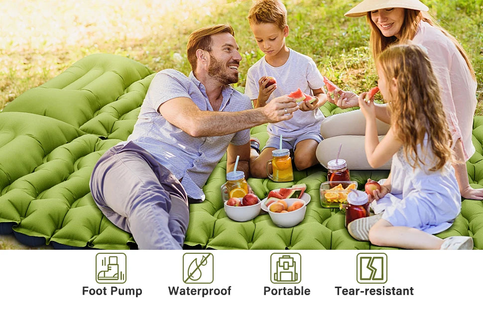WESTTUNE Inflatable Air Mattress Camping Sleeping Pad Ultralight Camping Mat with Pillow Built-in Foot Pump for Backpacking Hiki
