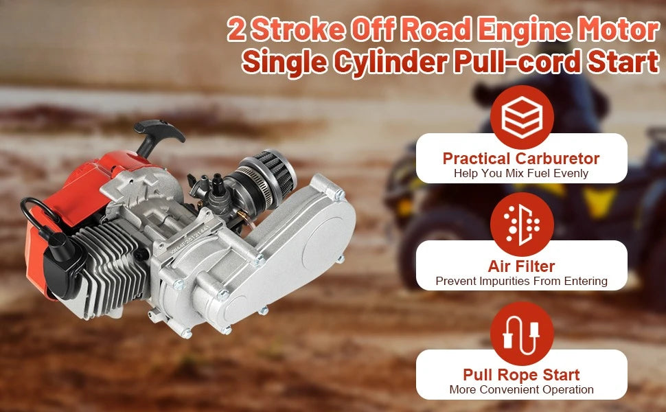 49cc 50cc 2 Stroke Racing Gasoline Engine Single Cylinder Pull Start Motor for Dirt Bike Pocket Bike ATV Scooters Engine Kits