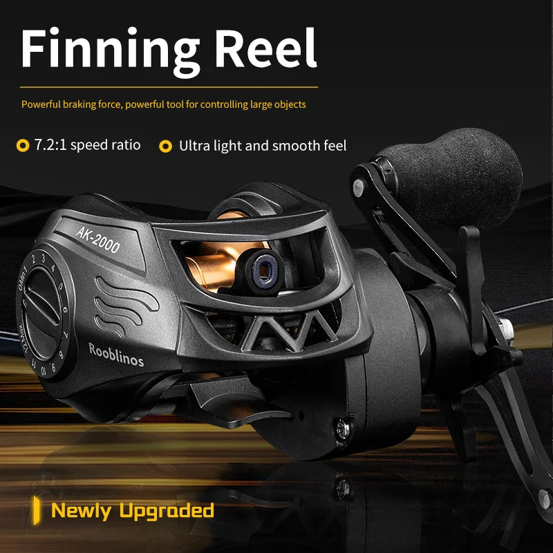 AK Baitcasting Reel Gear Ratio 7.2:1 High Speed Fishing Reel for Bass Saltwater Baitcaster