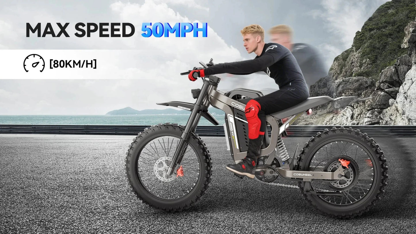 Coswheel Electric Bike 6000W Motorcycles R19 72V 40AH Battery Dirt Mountain Bike Lightweight Off-Road EBike For Adult