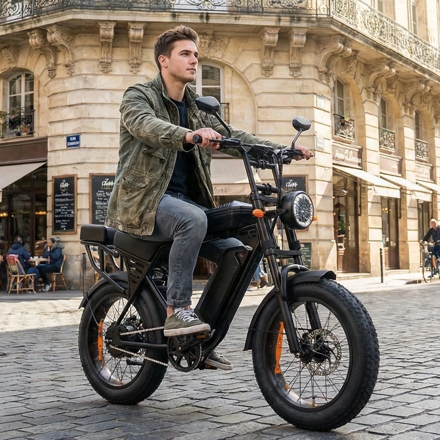 Electric Bike for Adults, 1000W Peak Motor 50 Miles Fat Tire Ebike with 48V 15Ah Removable Battery 20" Fat Tire Electric Bike, Front Suspension and 7-Speed