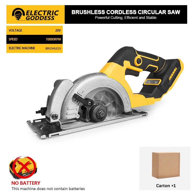 EGOD 5 Inch Brushless Electric Circular Saw Lithium Battery Powered Handheld Miter Saw Power Tools For Dewalt 20V Battery Pin