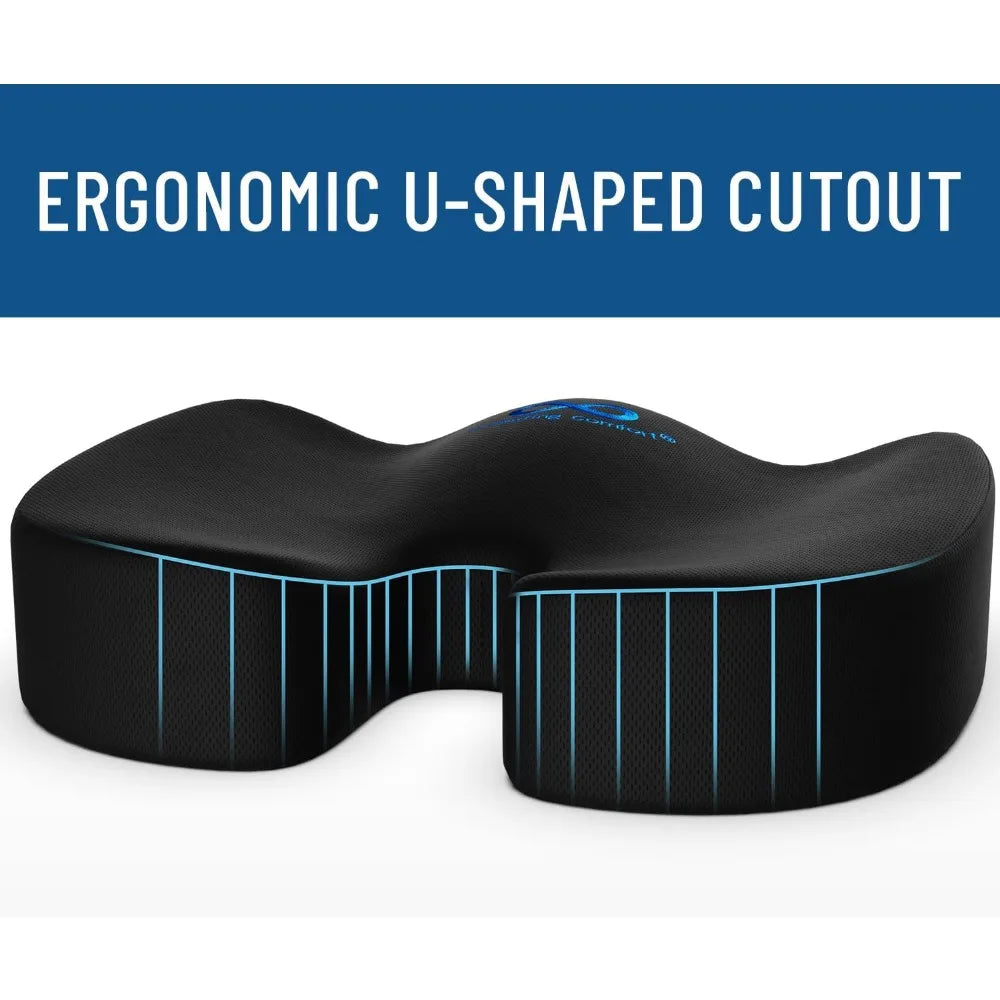 Comfort Doctor Recommended Memory Foam Seat Cushion for Office Chairs & Car Seat - Ergonomic Office Desk Accessories