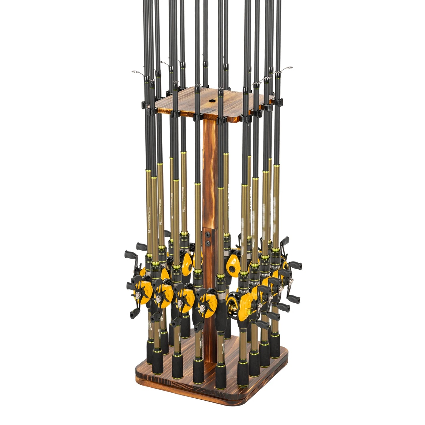 Fishing Rod Holder 360° Rotating Wooden Rod Pole Rack New Style Holds up to 16 rods Fishing Organizer for Space-Saving Fishing R