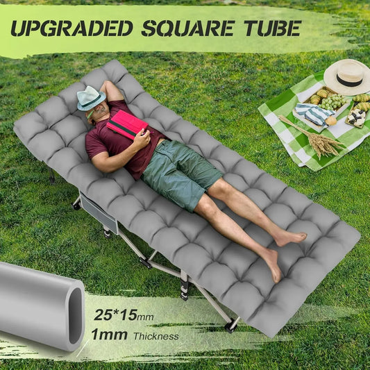 promotion-Camping Cot, Folding Camping Cot Bed for Adults Sleeping 1200D Double Layer Oxford Portable Folding Outdoor Cots