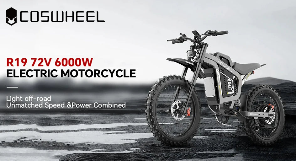 Coswheel Electric Bike 6000W Motorcycles R19 72V 40AH Battery Dirt Mountain Bike Lightweight Off-Road EBike For Adult