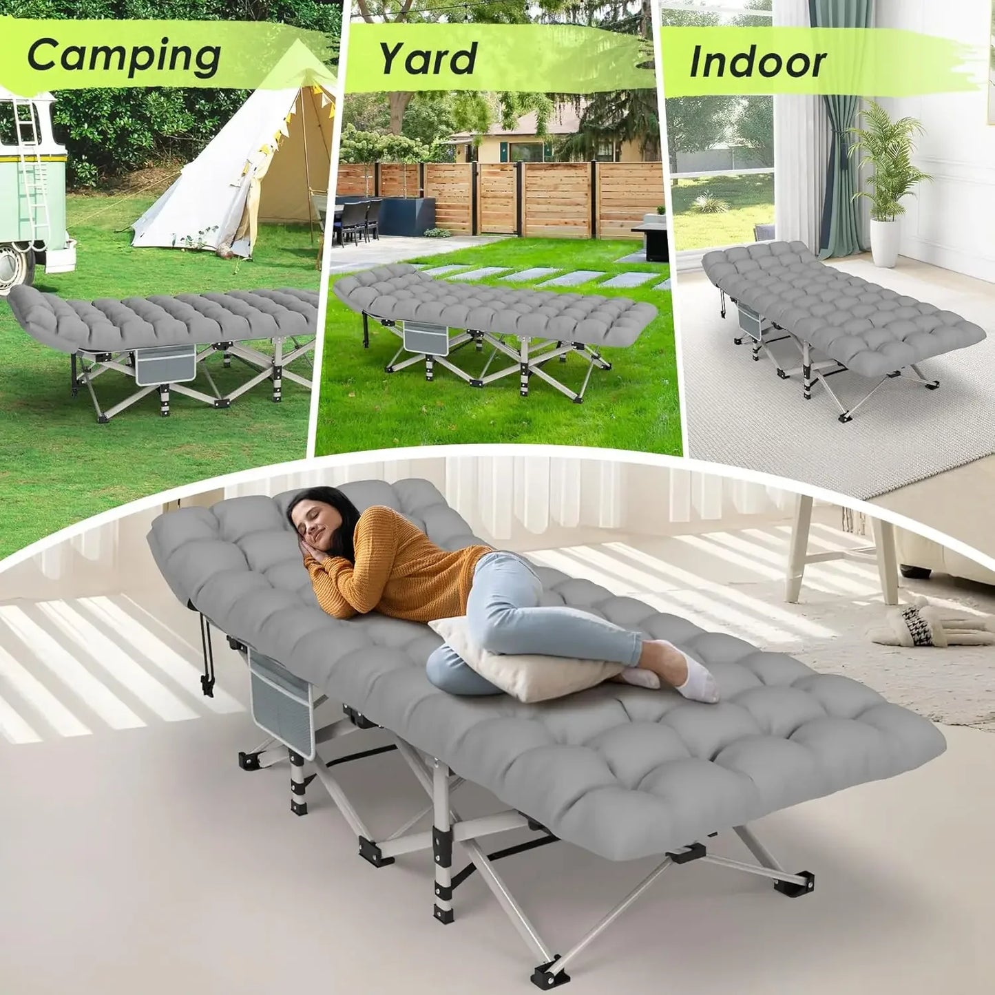 promotion-Camping Cot, Folding Camping Cot Bed for Adults Sleeping 1200D Double Layer Oxford Portable Folding Outdoor Cots