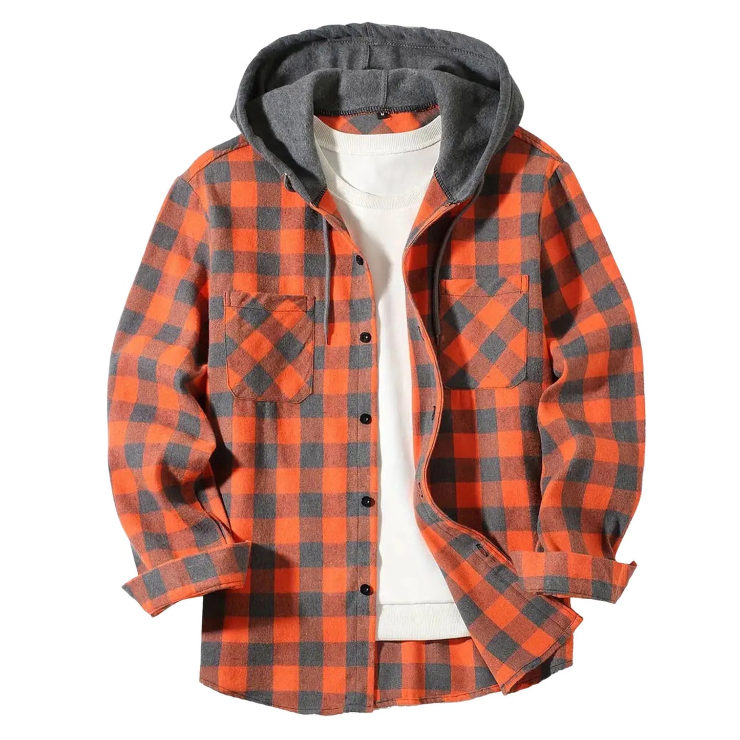 Mens Body Romper Men's Button Plaid Hooded Casual Shirt With Double Pockets And Drawstring Mens Lightweight Short Sleeve Shirts