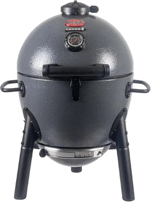 Portable Kamado Charcoal Grill and Smoker with Cast Iron Grates, Locking Lid, and 155 Square Inches Cooking Area